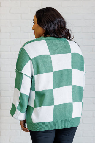 Check Yourself Checkered Sweater in Green-[option4]-[option5]-[option6]-[option7]-[option8]-Womens-Clothing-Shop