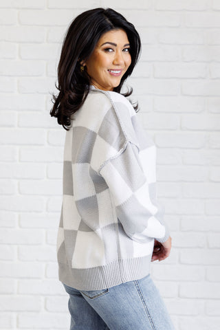 Check Yourself Checkered Sweater in Grey-[option4]-[option5]-[option6]-[option7]-[option8]-Womens-Clothing-Shop