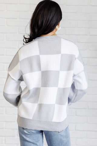 Check Yourself Checkered Sweater in Grey-[option4]-[option5]-[option6]-[option7]-[option8]-Womens-Clothing-Shop