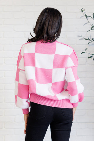 Check Yourself Checkered Sweater in Pink-[option4]-[option5]-[option6]-[option7]-[option8]-Womens-Clothing-Shop