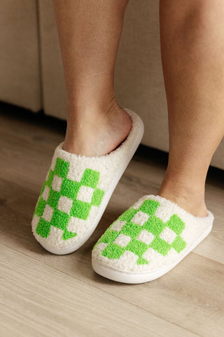 Checked Out Slippers in Green-[option4]-[option5]-[option6]-[option7]-[option8]-Womens-Clothing-Shop