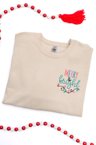 PREORDER: Merry & Bright Embroidered Sweatshirt in Sand-[option4]-[option5]-[option6]-[option7]-[option8]-Womens-Clothing-Shop