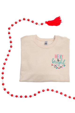 PREORDER: Merry & Bright Embroidered Sweatshirt in Sand-[option4]-[option5]-[option6]-[option7]-[option8]-Womens-Clothing-Shop