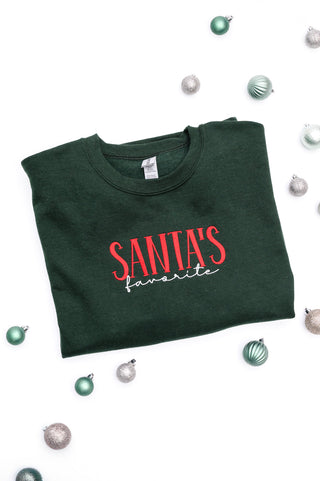 PREORDER: Santa's Favorite Embroidered Sweatshirt-[option4]-[option5]-[option6]-[option7]-[option8]-Womens-Clothing-Shop