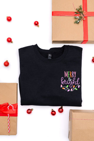 PREORDER: Merry & Bright Embroidered Sweatshirt in Black-[option4]-[option5]-[option6]-[option7]-[option8]-Womens-Clothing-Shop