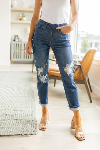 Colt High Rise Button Fly Distressed Boyfriend Jeans-[option4]-[option5]-[option6]-[option7]-[option8]-Womens-Clothing-Shop