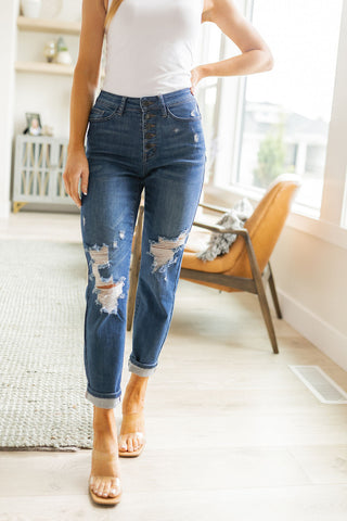 Colt High Rise Button Fly Distressed Boyfriend Jeans-[option4]-[option5]-[option6]-[option7]-[option8]-Womens-Clothing-Shop