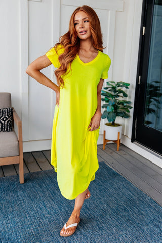 Dolman Sleeve Maxi Dress in Neon Yellow-[option4]-[option5]-[option6]-[option7]-[option8]-Womens-Clothing-Shop