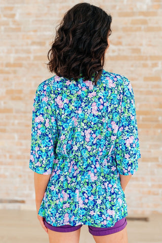 Dreamer Peplum Top in Navy and Mint Floral-[option4]-[option5]-[option6]-[option7]-[option8]-Womens-Clothing-Shop