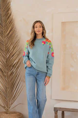 Floral Embroidered Sweatshirt-[option4]-[option5]-[option6]-[option7]-[option8]-Womens-Clothing-Shop