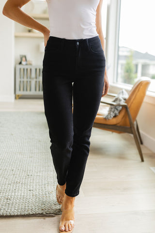 Edith Mid Rise Classic Slim Jeans in Black-[option4]-[option5]-[option6]-[option7]-[option8]-Womens-Clothing-Shop