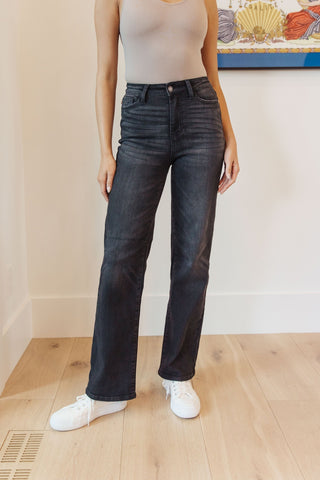 Eleanor High Rise Classic Straight Jeans in Washed Black-[option4]-[option5]-[option6]-[option7]-[option8]-Womens-Clothing-Shop