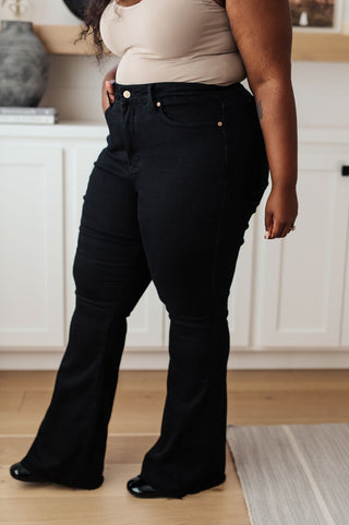 Etta High Rise Control Top Flare Jeans in Black-[option4]-[option5]-[option6]-[option7]-[option8]-Womens-Clothing-Shop