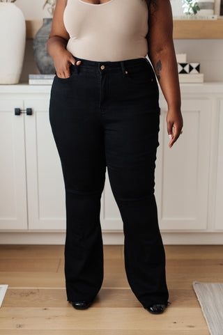 Etta High Rise Control Top Flare Jeans in Black-[option4]-[option5]-[option6]-[option7]-[option8]-Womens-Clothing-Shop