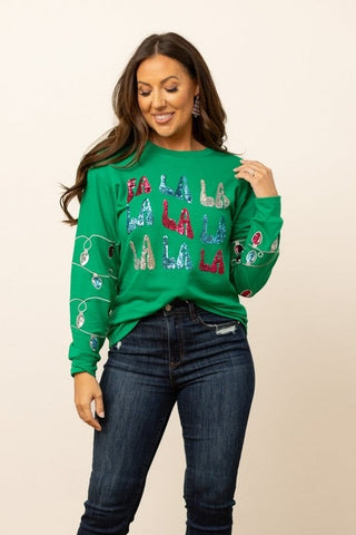 Fa La La Sequins Green Sweater-[option4]-[option5]-[option6]-[option7]-[option8]-Womens-Clothing-Shop