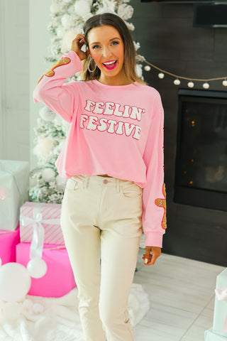 Feelin Festive Pink Sweater-[option4]-[option5]-[option6]-[option7]-[option8]-Womens-Clothing-Shop