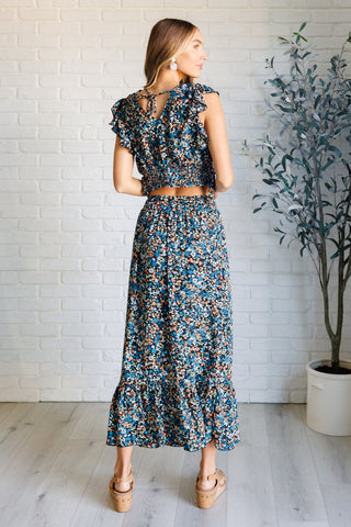 Flutter of Florals V-Neck Crop and Skirt Set-[option4]-[option5]-[option6]-[option7]-[option8]-Womens-Clothing-Shop