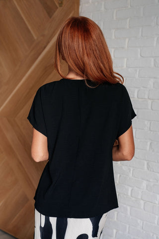 Frequently Asked Questions V-Neck Top in Black-[option4]-[option5]-[option6]-[option7]-[option8]-Womens-Clothing-Shop