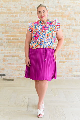 Just a Flirt Pleated Skirt in Magenta-[option4]-[option5]-[option6]-[option7]-[option8]-Womens-Clothing-Shop