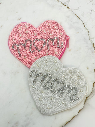 PREORDER: Mom Beaded Zip Pouches in Two Colors-[option4]-[option5]-[option6]-[option7]-[option8]-Womens-Clothing-Shop