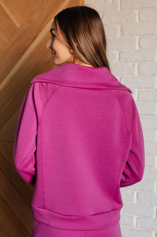 Hamptons Travel Half Zip Pullover in Magenta-[option4]-[option5]-[option6]-[option7]-[option8]-Womens-Clothing-Shop