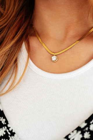 Here to Shine Gold Plated Necklace in White-OS-[option4]-[option5]-[option6]-[option7]-[option8]-Womens-Clothing-Shop