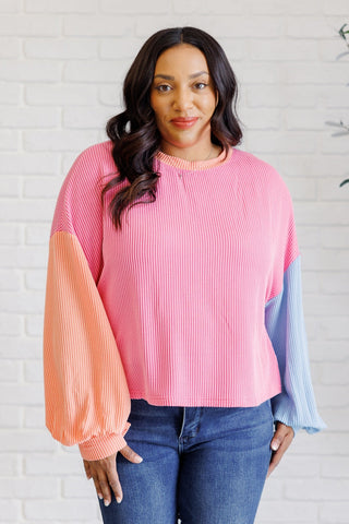 Hit Me With Your Best Shot Colorblock Top in Bright Pink-[option4]-[option5]-[option6]-[option7]-[option8]-Womens-Clothing-Shop