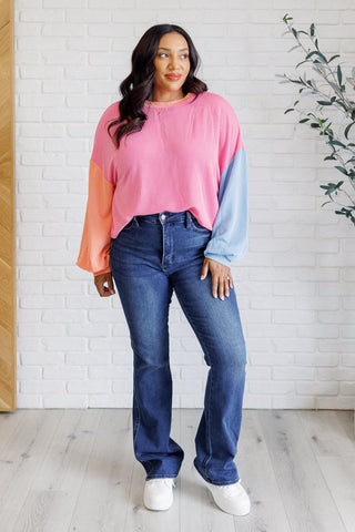 Hit Me With Your Best Shot Colorblock Top in Bright Pink-[option4]-[option5]-[option6]-[option7]-[option8]-Womens-Clothing-Shop