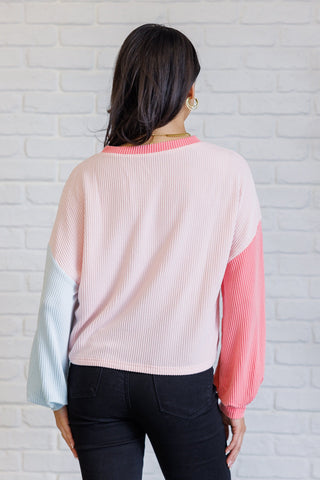 Hit Me With Your Best Shot Colorblock Top in Light Pink-[option4]-[option5]-[option6]-[option7]-[option8]-Womens-Clothing-Shop