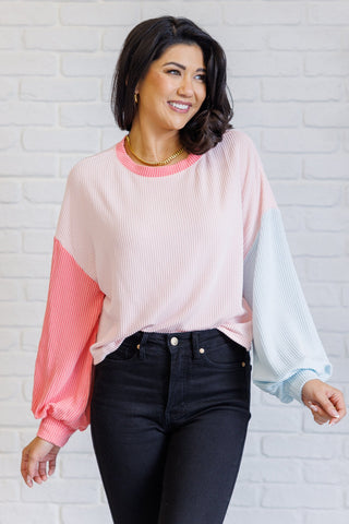 Hit Me With Your Best Shot Colorblock Top in Light Pink-[option4]-[option5]-[option6]-[option7]-[option8]-Womens-Clothing-Shop