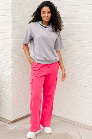 Run, Don't Walk Cargo Sweatpants in Flamingo Pink-[option4]-[option5]-[option6]-[option7]-[option8]-Womens-Clothing-Shop