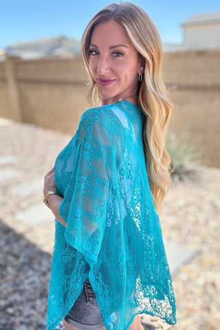 Good Days Ahead Lace Kimono In Teal-[option4]-[option5]-[option6]-[option7]-[option8]-Womens-Clothing-Shop