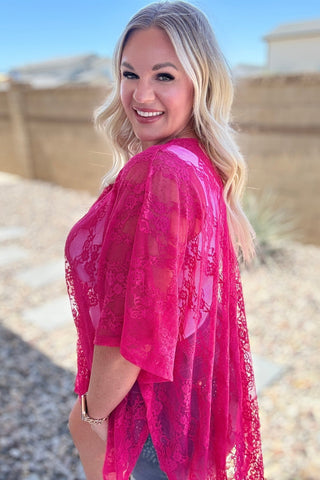 Good Days Ahead Lace Kimono In Fuchsia-[option4]-[option5]-[option6]-[option7]-[option8]-Womens-Clothing-Shop