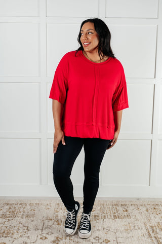 I'll Never Forget Ribbed Dolman Sleeve Top in Red-[option4]-[option5]-[option6]-[option7]-[option8]-Womens-Clothing-Shop