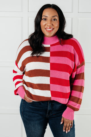 In Your Lane Color Blocked Stripe Sweater-[option4]-[option5]-[option6]-[option7]-[option8]-Womens-Clothing-Shop