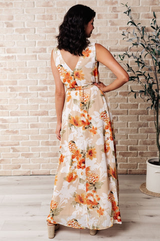 It's All Sunshine V-Neck Floral Dress in Orange-[option4]-[option5]-[option6]-[option7]-[option8]-Womens-Clothing-Shop