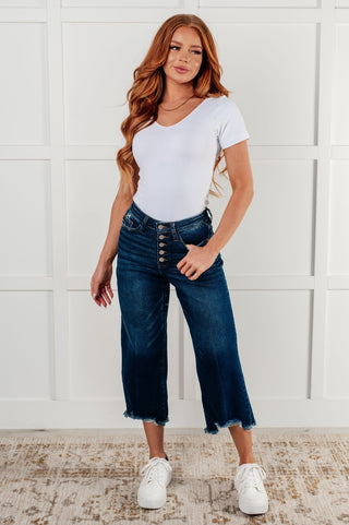 Janice High Rise Button Fly Wide Leg Crop Jeans-[option4]-[option5]-[option6]-[option7]-[option8]-Womens-Clothing-Shop