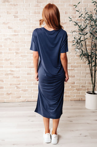 Keeping It Chill Drop Shoulder Maxi Dress in Dark Night-[option4]-[option5]-[option6]-[option7]-[option8]-Womens-Clothing-Shop