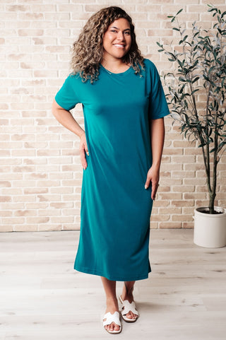 Keeping It Chill Drop Shoulder Maxi Dress in Teal-[option4]-[option5]-[option6]-[option7]-[option8]-Womens-Clothing-Shop