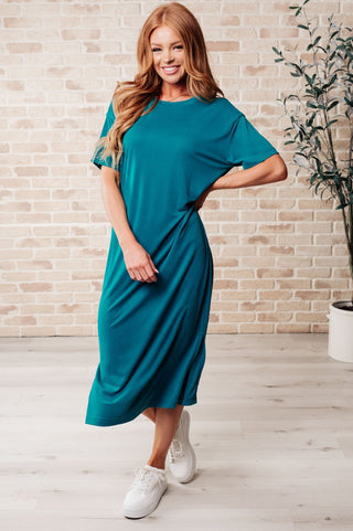 Keeping It Chill Drop Shoulder Maxi Dress in Teal-[option4]-[option5]-[option6]-[option7]-[option8]-Womens-Clothing-Shop