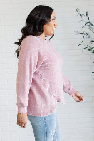 Keeping it Real Brushed Melange Hacci Long Sleeve Tee in Light Rose-[option4]-[option5]-[option6]-[option7]-[option8]-Womens-Clothing-Shop