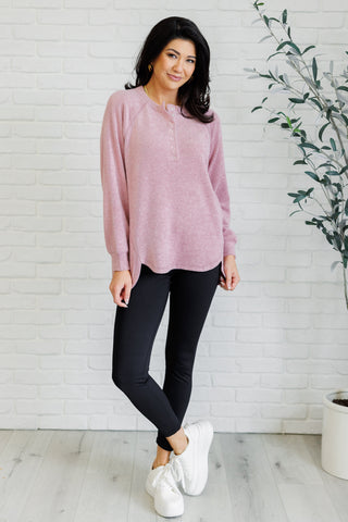 Keeping it Real Brushed Melange Hacci Long Sleeve Tee in Light Rose-[option4]-[option5]-[option6]-[option7]-[option8]-Womens-Clothing-Shop