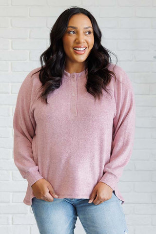 Keeping it Real Brushed Melange Hacci Long Sleeve Tee in Light Rose-[option4]-[option5]-[option6]-[option7]-[option8]-Womens-Clothing-Shop