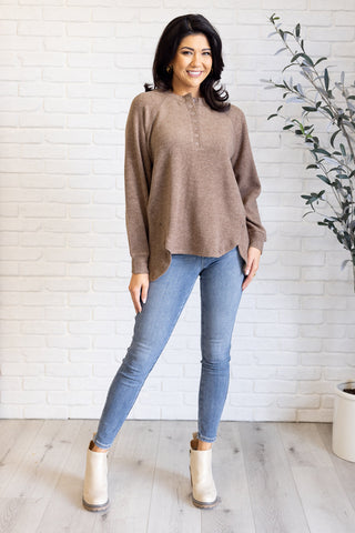 Keeping it Real Brushed Melange Hacci Long Sleeve Tee in Mocha-[option4]-[option5]-[option6]-[option7]-[option8]-Womens-Clothing-Shop