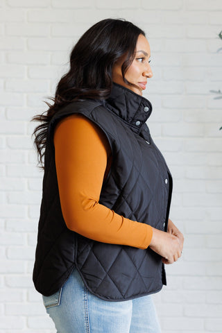 Layering Queen Quilted Puffer Vest in Black-[option4]-[option5]-[option6]-[option7]-[option8]-Womens-Clothing-Shop