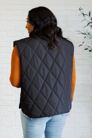 Layering Queen Quilted Puffer Vest in Black-[option4]-[option5]-[option6]-[option7]-[option8]-Womens-Clothing-Shop