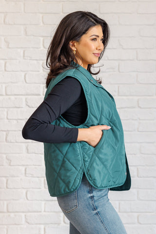 Layering Queen Quilted Puffer Vest in Hunter Green-[option4]-[option5]-[option6]-[option7]-[option8]-Womens-Clothing-Shop