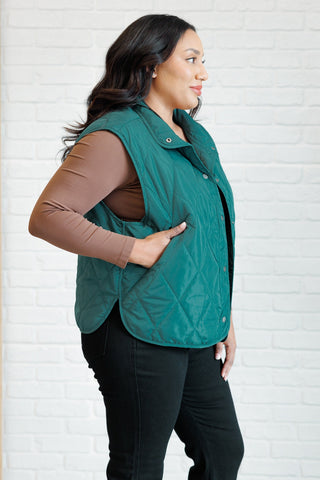 Layering Queen Quilted Puffer Vest in Hunter Green-[option4]-[option5]-[option6]-[option7]-[option8]-Womens-Clothing-Shop