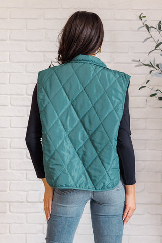 Layering Queen Quilted Puffer Vest in Hunter Green-[option4]-[option5]-[option6]-[option7]-[option8]-Womens-Clothing-Shop