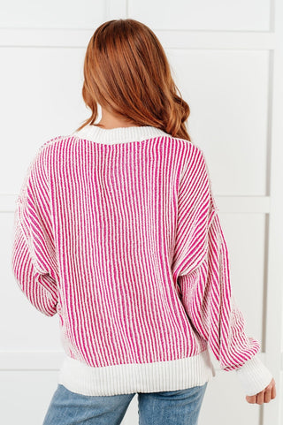 Least High Maintenance Contrast Trim Sweater in Pink-[option4]-[option5]-[option6]-[option7]-[option8]-Womens-Clothing-Shop